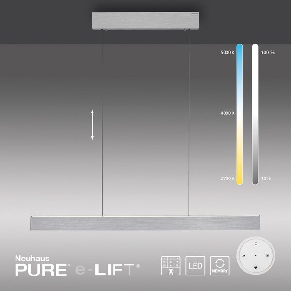 Viseće Svjetiljka PURE, PURE E-Motion, prigušiv, Sivo, Dnevna soba, Metal, Moderan