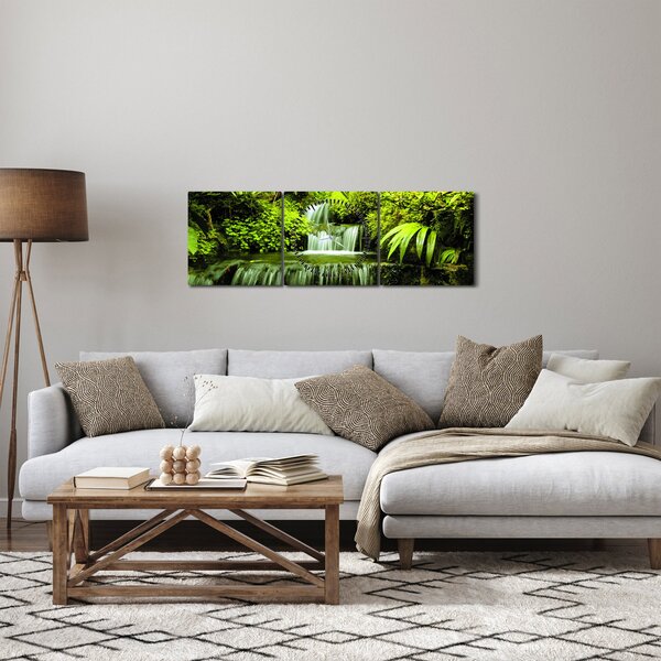 Slika - Indonezijski vodopadi (sa satom) (90x30 cm)