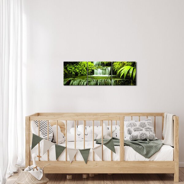 Slika - Indonezijski vodopadi (sa satom) (90x30 cm)