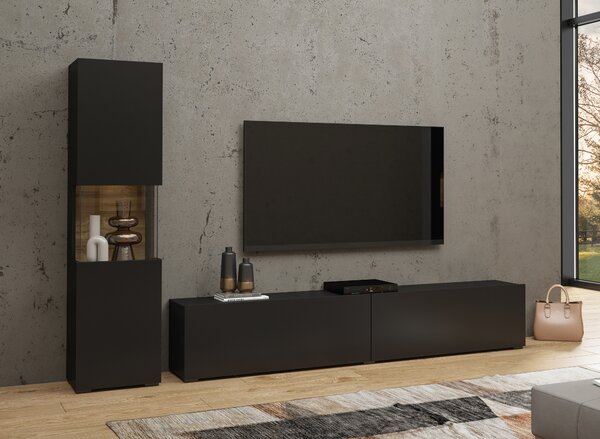Set za dnevni boravak Avernic Typ 09 (onyx crna + hrast wotan)