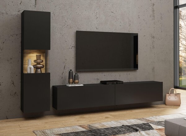 Set za dnevni boravak Avernic Typ 09 (onyx crna + hrast wotan)
