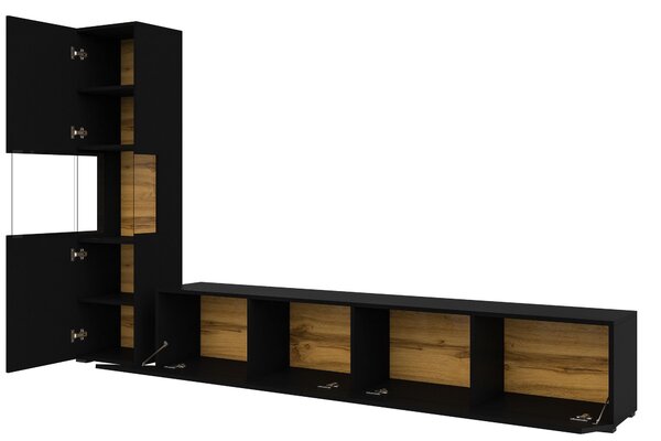 Set za dnevni boravak Avernic Typ 09 (onyx crna + hrast wotan)