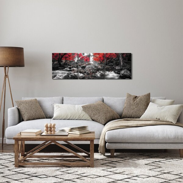Slika - Slapovi u jesenskom pejzažu (sa satom) (90x30 cm)