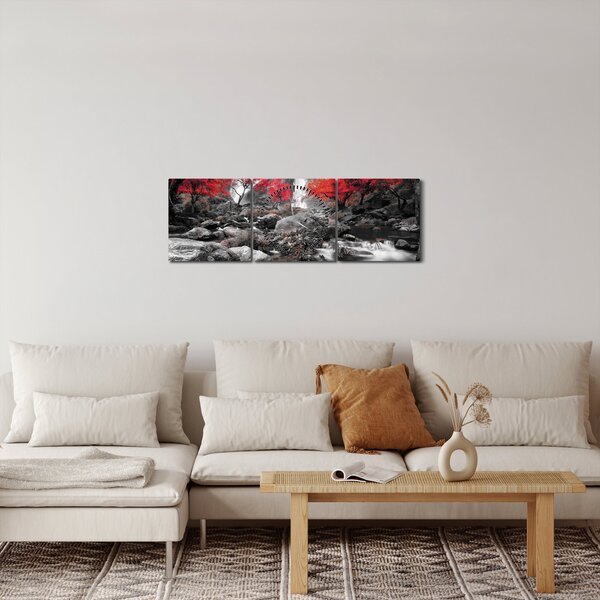 Slika - Slapovi u jesenskom pejzažu (sa satom) (90x30 cm)