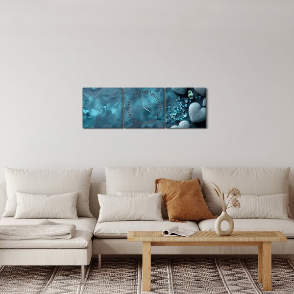 Slika - Kamenje u obliku srca (sa satom) (90x30 cm)