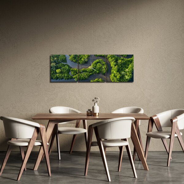 Slika - Šumski krajolik s rijekom (sa satom) (90x30 cm)