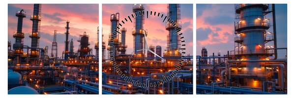 Slika - Industrijsko postrojenje (sa satom) (90x30 cm)