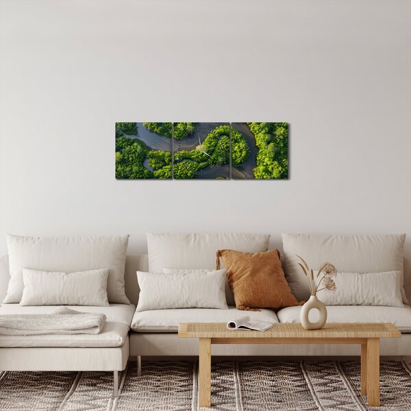 Slika - Šumski krajolik s rijekom (sa satom) (90x30 cm)