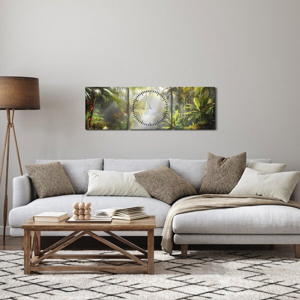 Slika - Tropska prašuma (sa satom) (90x30 cm)