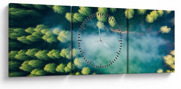 Slika - Šuma obavijena maglom (sa satom) (90x30 cm)