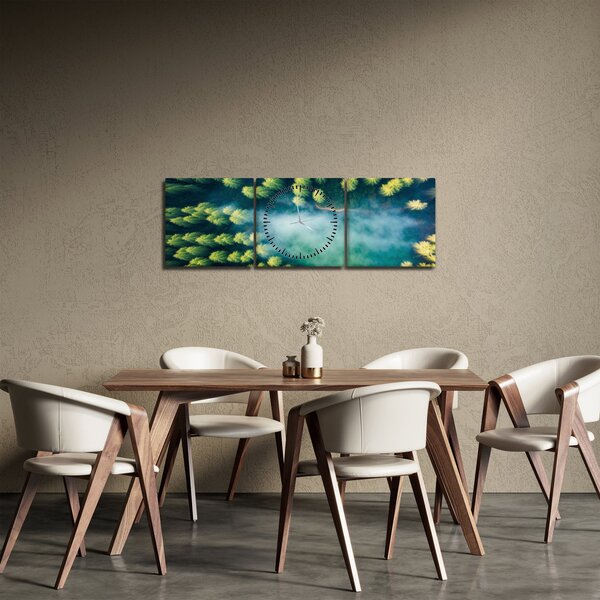Slika - Šuma obavijena maglom (sa satom) (90x30 cm)