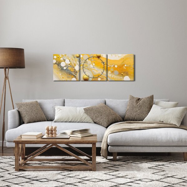 Slika - Apstraktna pozadina sa zlatnim ukrasom (sa satom) (90x30 cm)
