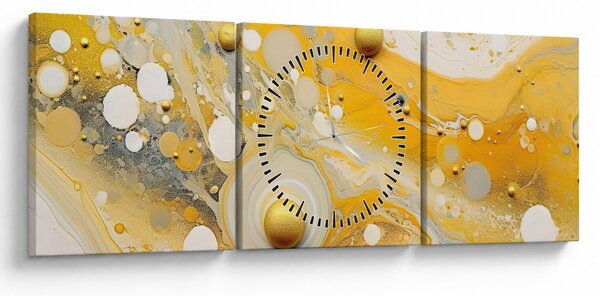 Slika - Apstraktna pozadina sa zlatnim ukrasom (sa satom) (90x30 cm)