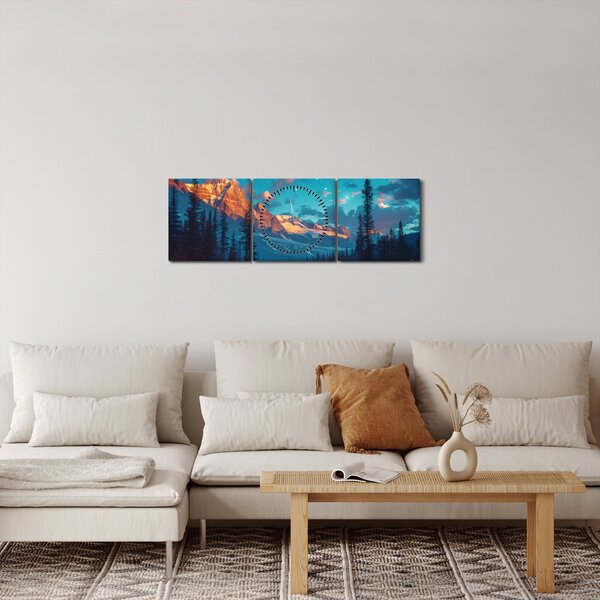 Slika - Kampiranje u planinama (sa satom) (90x30 cm)