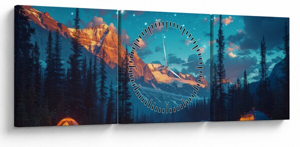 Slika - Kampiranje u planinama (sa satom) (90x30 cm)