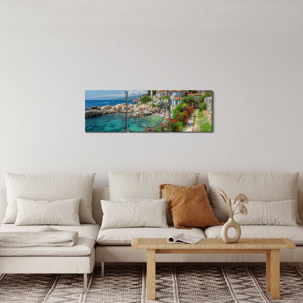 Slika - Slikovito primorsko mjesto (sa satom) (90x30 cm)