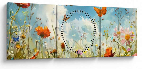Slika - Leptiri na ljetnoj livadi (sa satom) (90x30 cm)