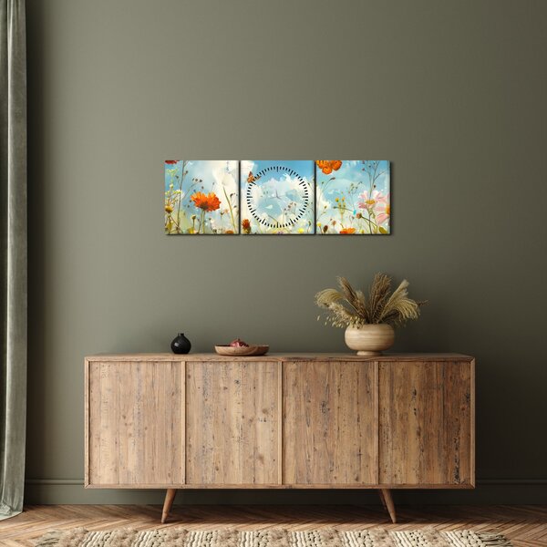 Slika - Leptiri na ljetnoj livadi (sa satom) (90x30 cm)