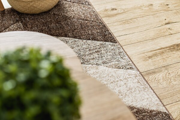 Tepih FEEL 5673/15044 Riblja kost tamno smeđa / bež / krem / Siva