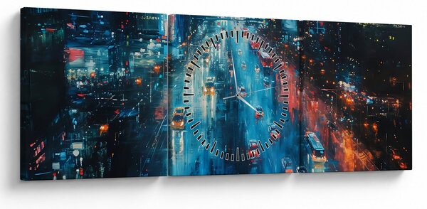 Slika - Veliki grad, ulje na platnu (sa satom) (90x30 cm)