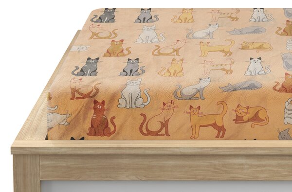 Plahta mikropliš COLORED CATS 90x200 cm krem boje