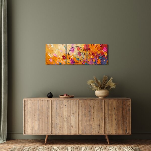 Slika - Slikanje šarenog cvijeća (sa satom) (90x30 cm)