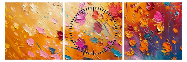 Slika - Slikanje šarenog cvijeća (sa satom) (90x30 cm)