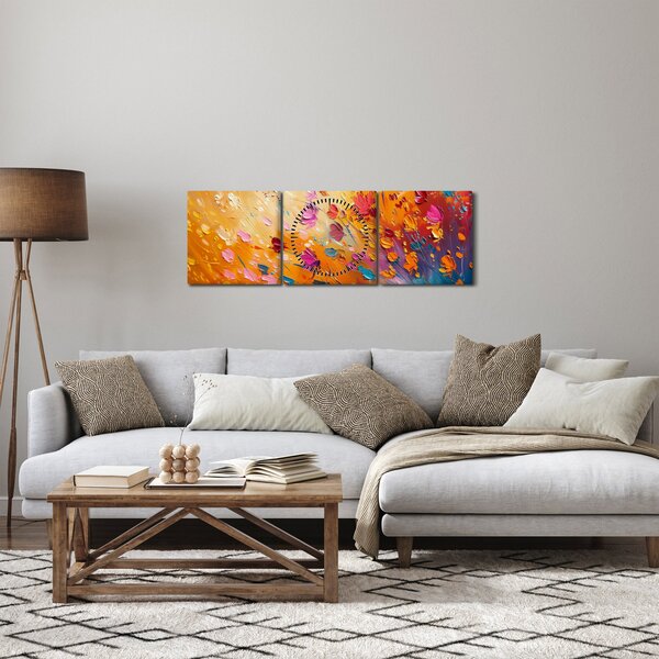 Slika - Slikanje šarenog cvijeća (sa satom) (90x30 cm)