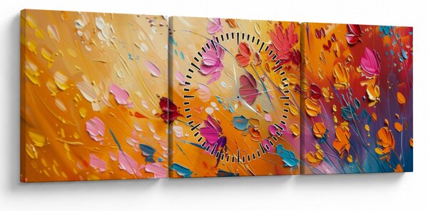 Slika - Slikanje šarenog cvijeća (sa satom) (90x30 cm)