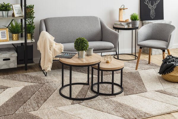 Tepih FEEL 5673/15055 Riblja kost bež / smeđa / krem