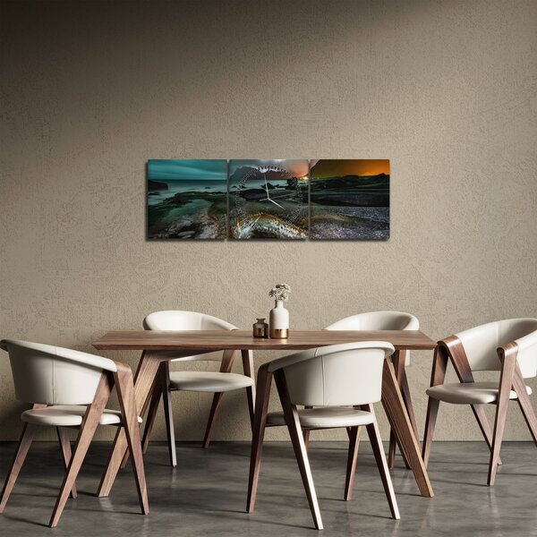 Slika - Noćna scena (sa satom) (90x30 cm)
