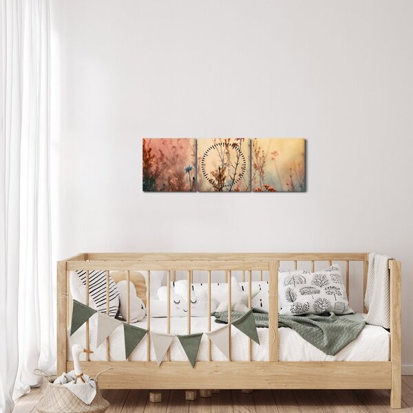 Slika - Divlje cvijeće (sa satom) (90x30 cm)