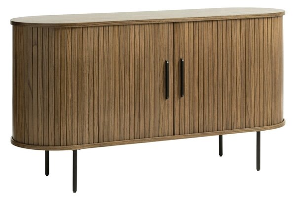 Smeđa niska komoda u dekoru hrasta s kliznim vratima 140x76 cm Nola – Unique Furniture