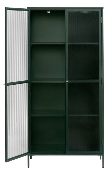 Tamno zelena metalna vitrina 90x190 cm Bronco - Unique Furniture