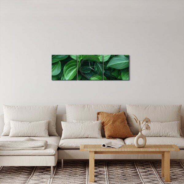 Slika - Zeleno lišće (sa satom) (90x30 cm)