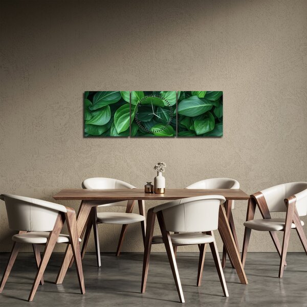 Slika - Zeleno lišće (sa satom) (90x30 cm)