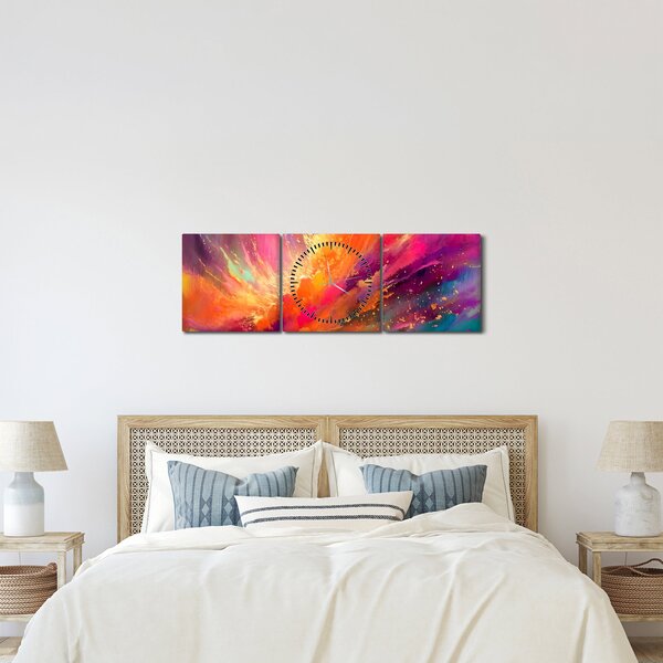 Slika - Dinamička apstrakcija (sa satom) (90x30 cm)