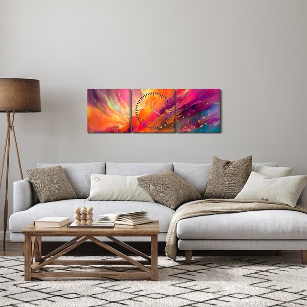 Slika - Dinamička apstrakcija (sa satom) (90x30 cm)