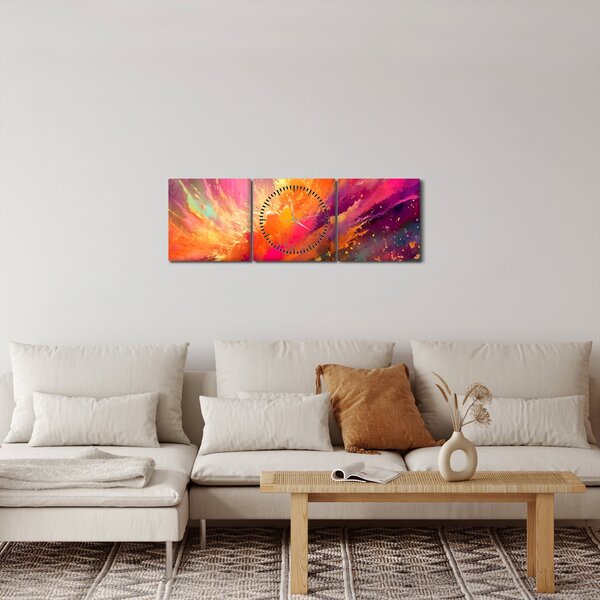 Slika - Dinamička apstrakcija (sa satom) (90x30 cm)