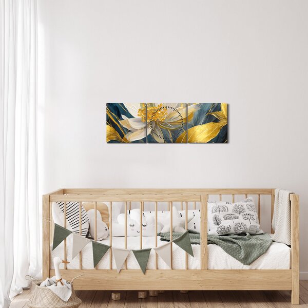 Slika - Slikanje zlatnog cvijeća (sa satom) (90x30 cm)