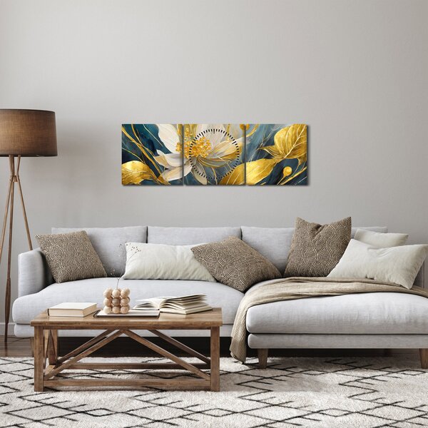 Slika - Slikanje zlatnog cvijeća (sa satom) (90x30 cm)