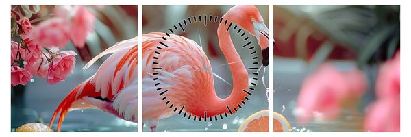 Slika - Flamingo u ribnjaku (sa satom) (90x30 cm)