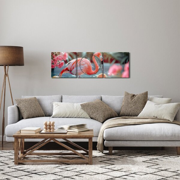 Slika - Flamingo u ribnjaku (sa satom) (90x30 cm)