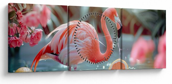 Slika - Flamingo u ribnjaku (sa satom) (90x30 cm)