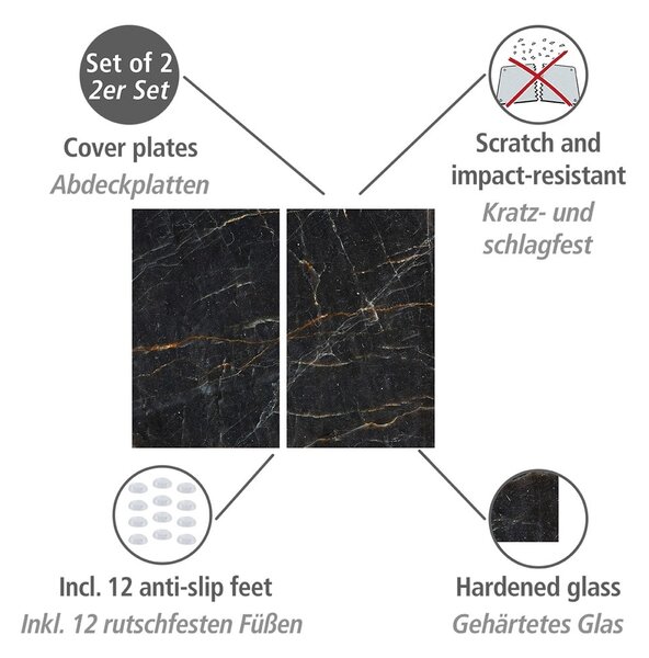 Poklopci za štednjake od kaljenog stakla u setu od 2 kom 52x30 cm Marble - Allstar