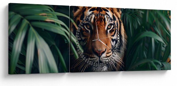 Slika - Portret tigra u džungli (sa satom) (90x30 cm)