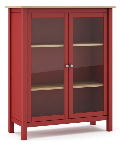 Crvena/natur vitrina od borovine 90x110 cm Misti - Marckeric