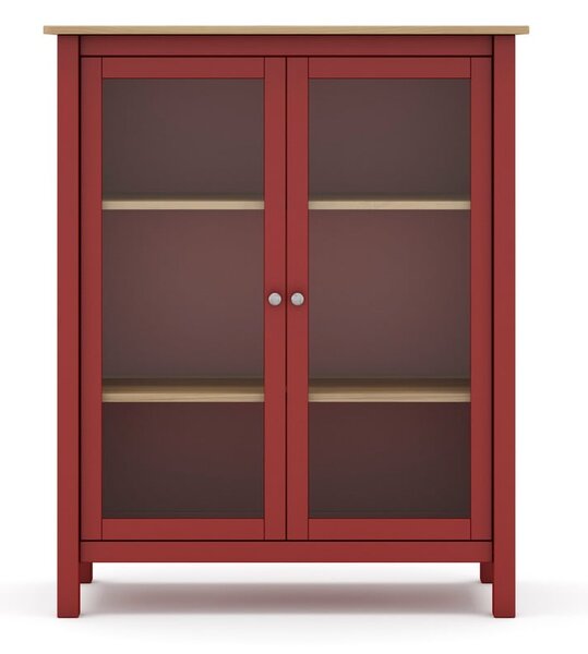 Crvena/natur vitrina od borovine 90x110 cm Misti - Marckeric