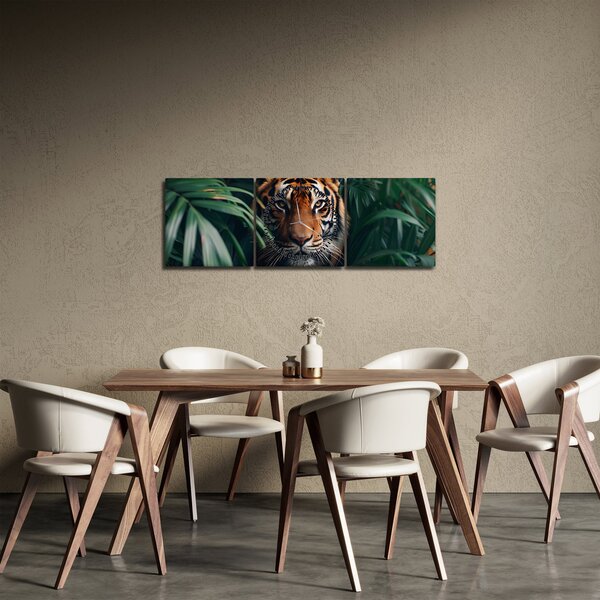 Slika - Portret tigra u džungli (sa satom) (90x30 cm)
