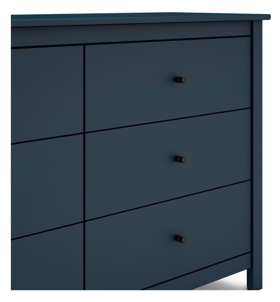 Tamnoplava niska komoda od borovine 130x80 cm Misti - Marckeric